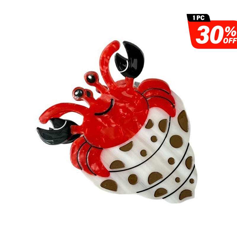 Medium White & Brown Hermit Crab Hair Claw Clips | NueShiny