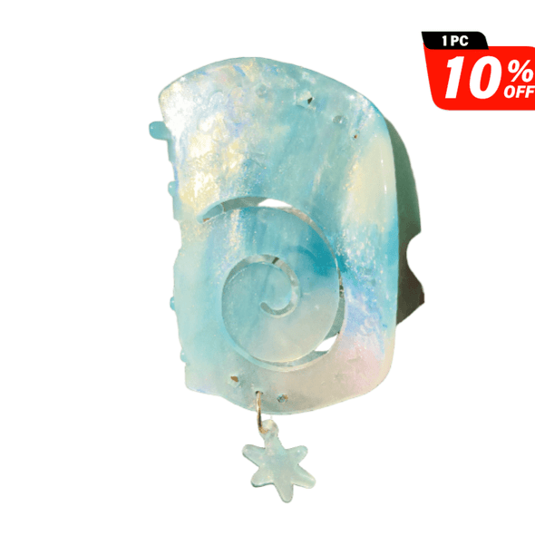 Medium Rippling Blue Shell Hair Claw Clips | NueShiny & Be warm  in