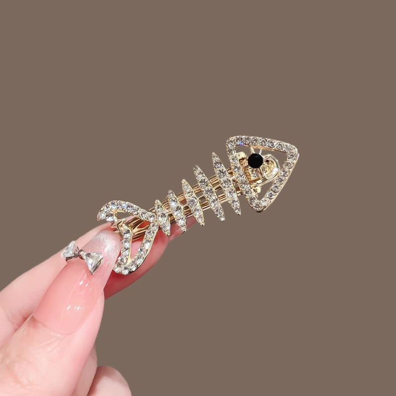 Mini Gold Fishbone Hair Claw Clip  NueShiny