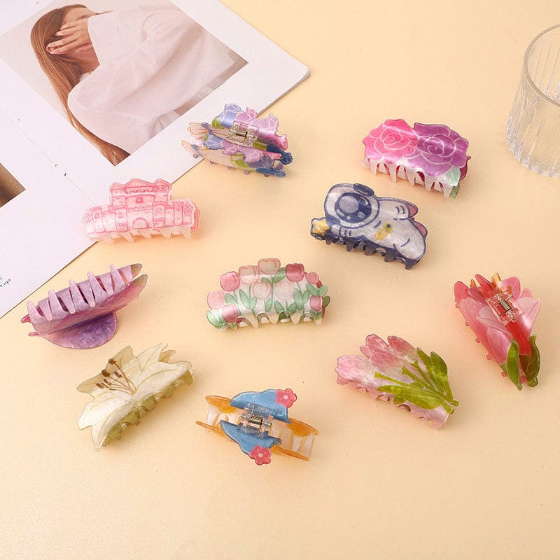 Medium A White Lily Hair Claw Clip丨NueShiny