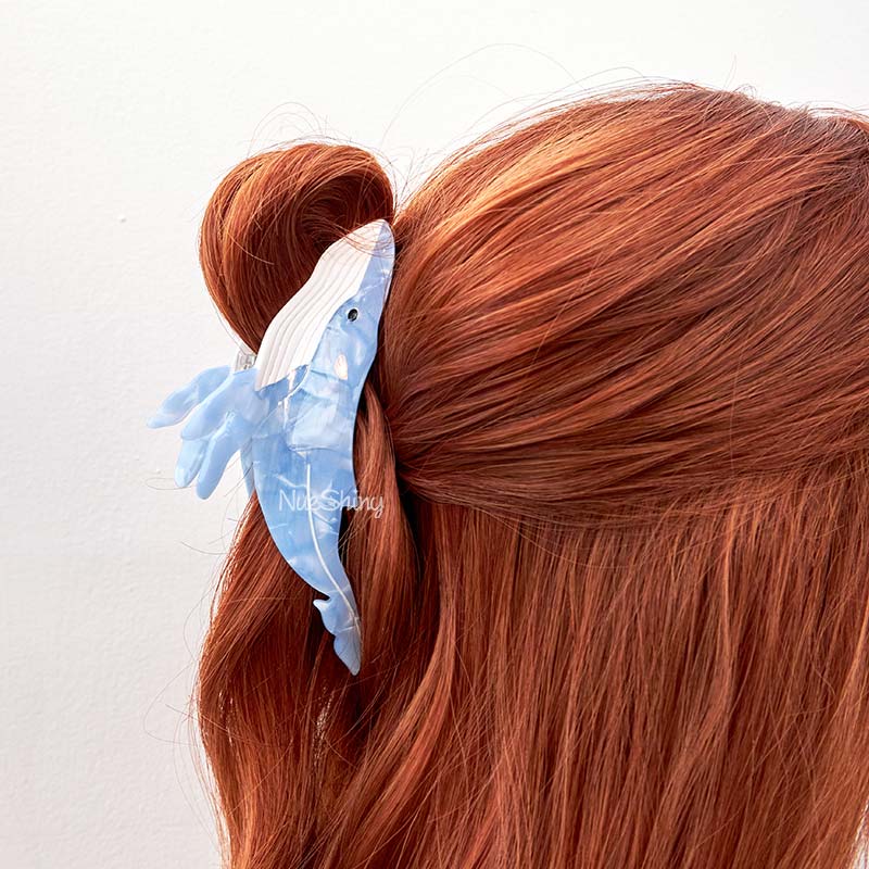 Jumbo New Unique Diamond Blue Whale Fashionable Hair Claw丨NueShiny