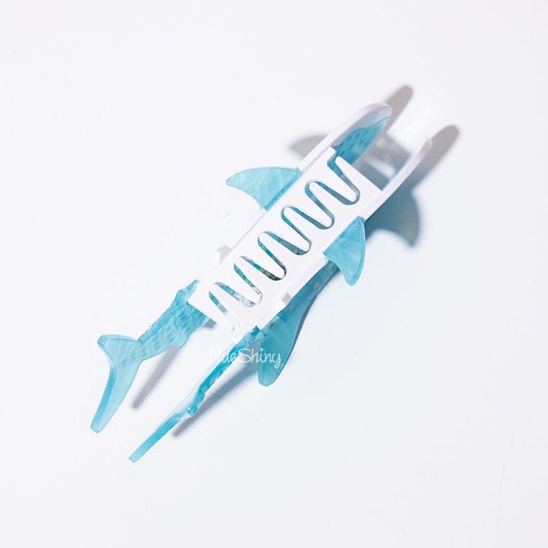 Jumbo Diamond Blue Whale Shark Ocean Series Hair Claw Clips丨NueShiny
