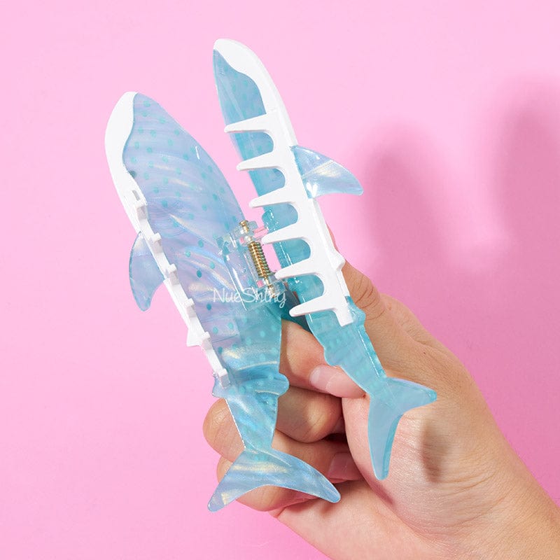 Jumbo Diamond Blue Whale Shark Ocean Series Hair Claw Clips丨NueShiny