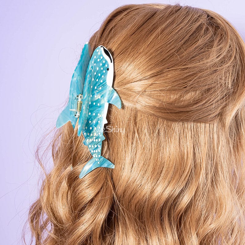 Jumbo Diamond Blue Whale Shark Ocean Series Hair Claw Clips丨NueShiny
