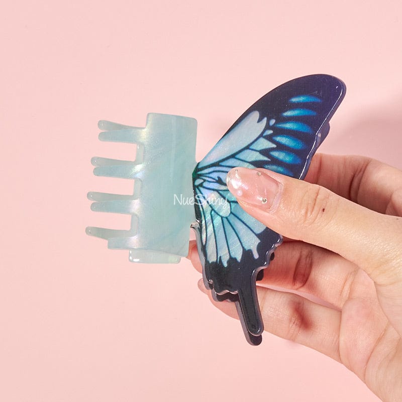Large Wings of Wonder Blue Vivid Butterfly Hair Claw丨NueShiny