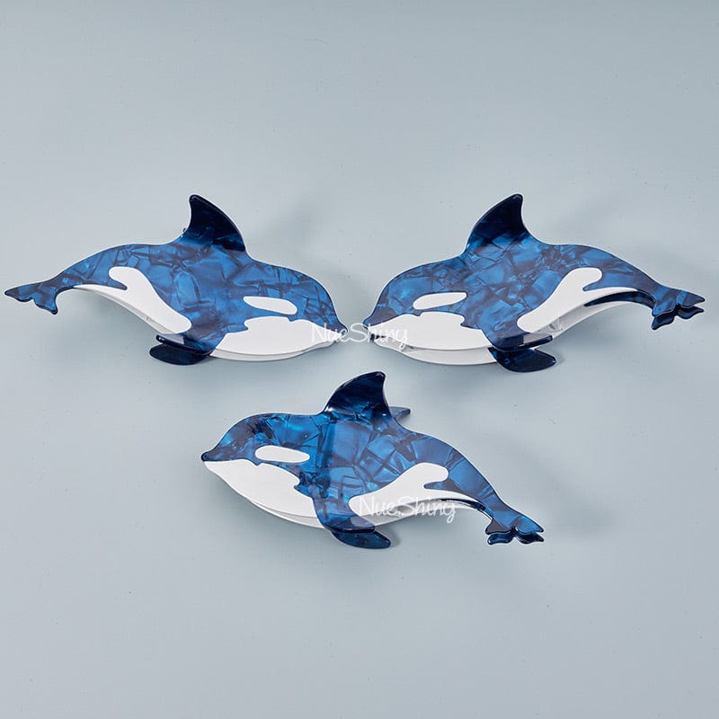 Jumbo Dark Blue Orca Hair Claw Clip Killer Whale Shark Ocean Lover Series Hair Claw丨NueShiny