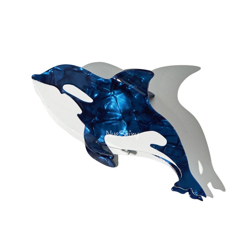 Jumbo Dark Blue Orca Hair Claw Clip Killer Whale Shark Ocean Lover Series Hair Claw丨NueShiny