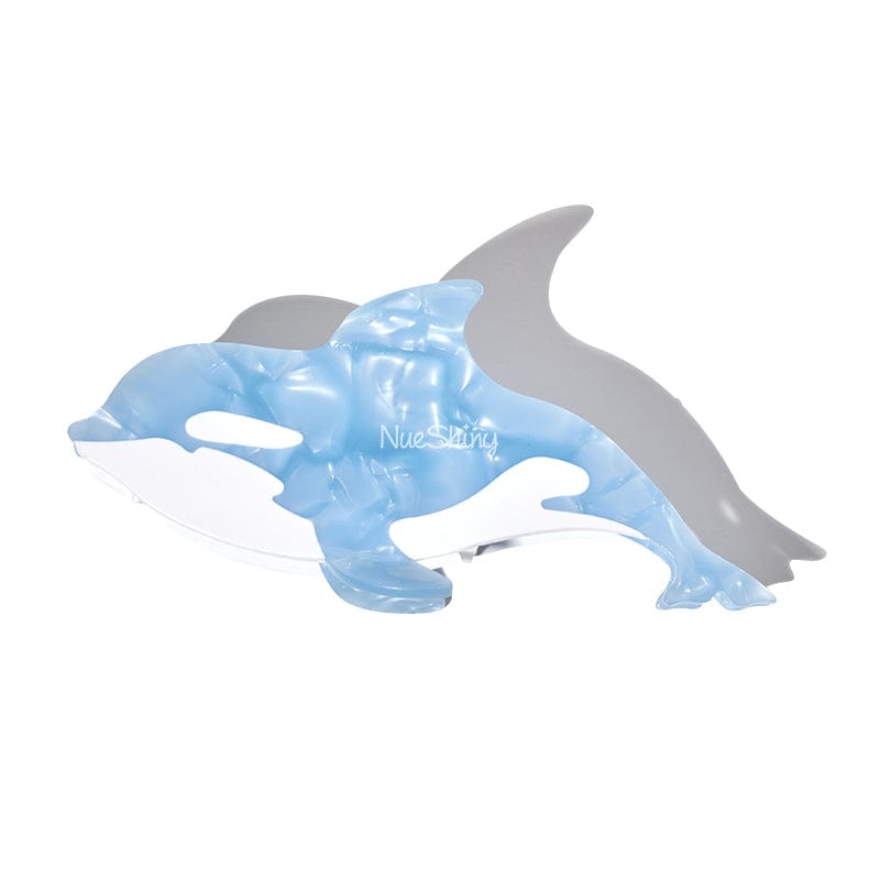 Jumbo Diamond Blue Orca Hair Claw Clip Killer Whale Shark Ocean Lover Series Hair Claw丨NueShiny