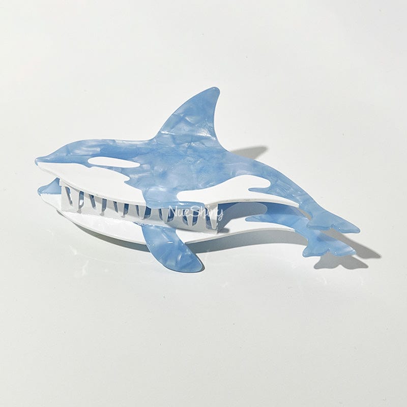 Jumbo Diamond Blue Orca Hair Claw Clip Killer Whale Shark Ocean Lover Series Hair Claw丨NueShiny
