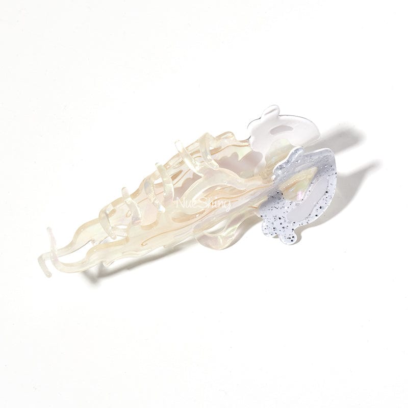 Jumbo Blink White Jellyfish Hair Claw丨NueShiny