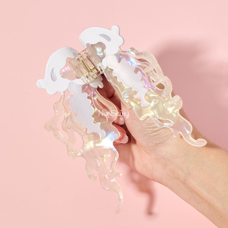 Jumbo Blink White Jellyfish Hair Claw丨NueShiny