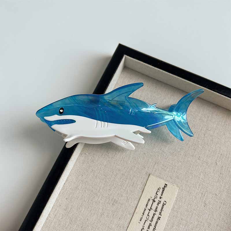 Large  Cartoon Translucent Blue Shark Hair Claw | NueShiny