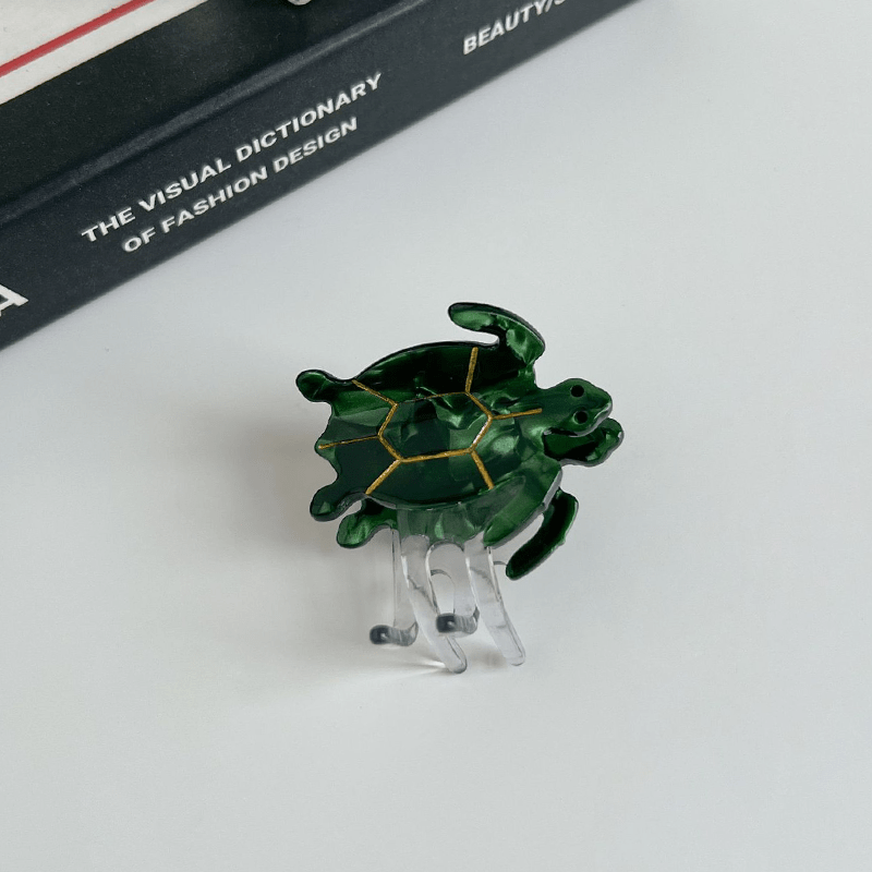 Mini Amber Green Turtle Hair Clip NueShiny
