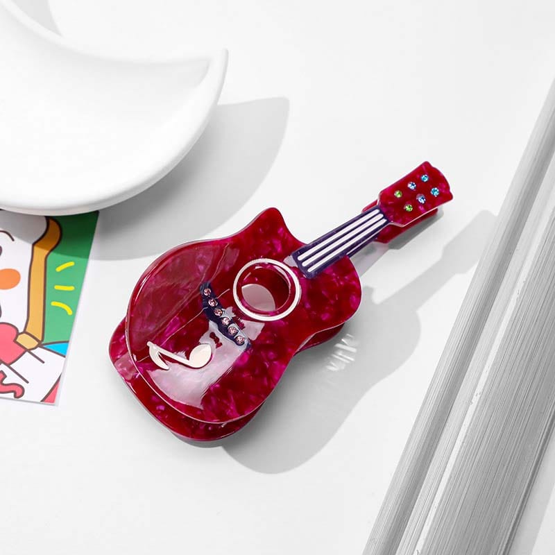Large  Red Cartoon Guitar  Hair Claw | NueShiny&BubblesClub