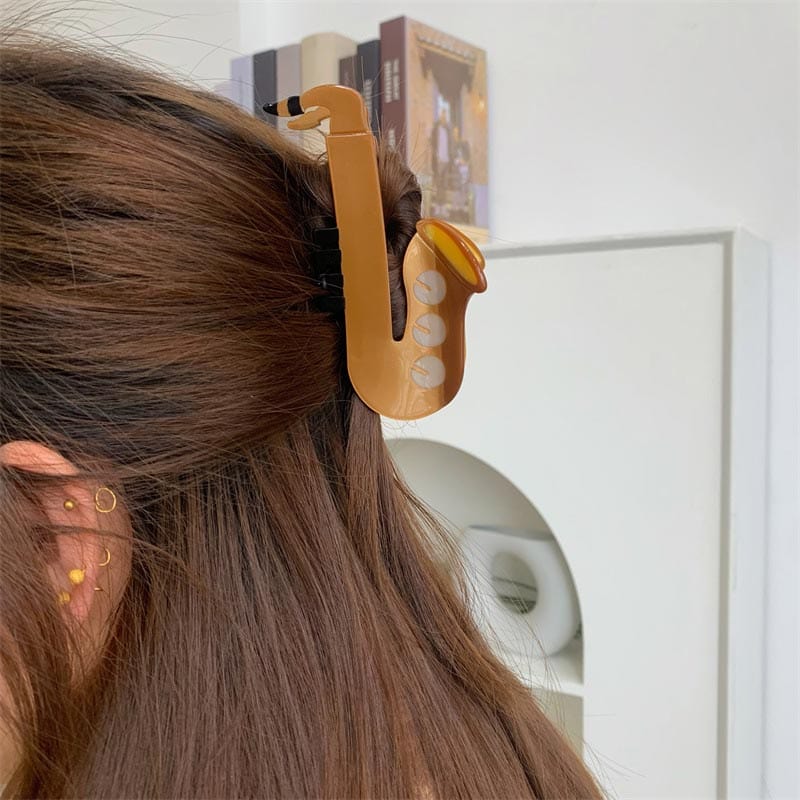 Large  Brown Saxophone Hair Claw | NueShiny&BubblesClub