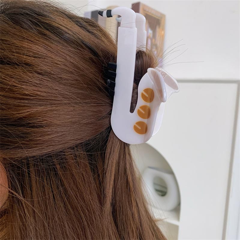 Large Silver Saxophone Hair Claw | NueShiny&BubblesClub