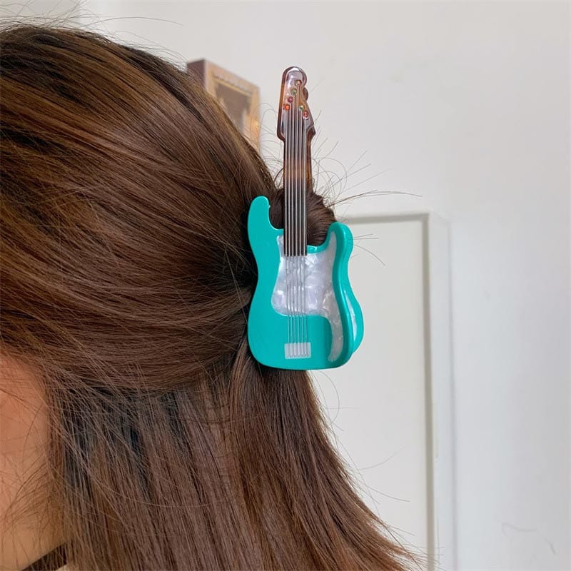 Large  Blue And Green Guitar Hair Claw | NueShiny&BubblesClub