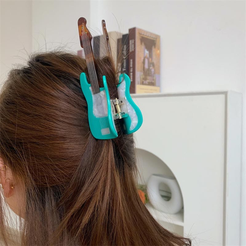 Large  Blue And Green Guitar Hair Claw Clips| NueShiny&BubblesClub