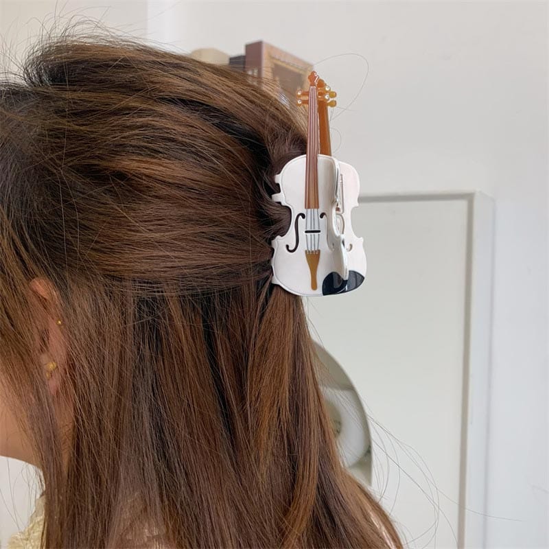 Large  White Violin Hair Claw | NueShiny&BubblesClub