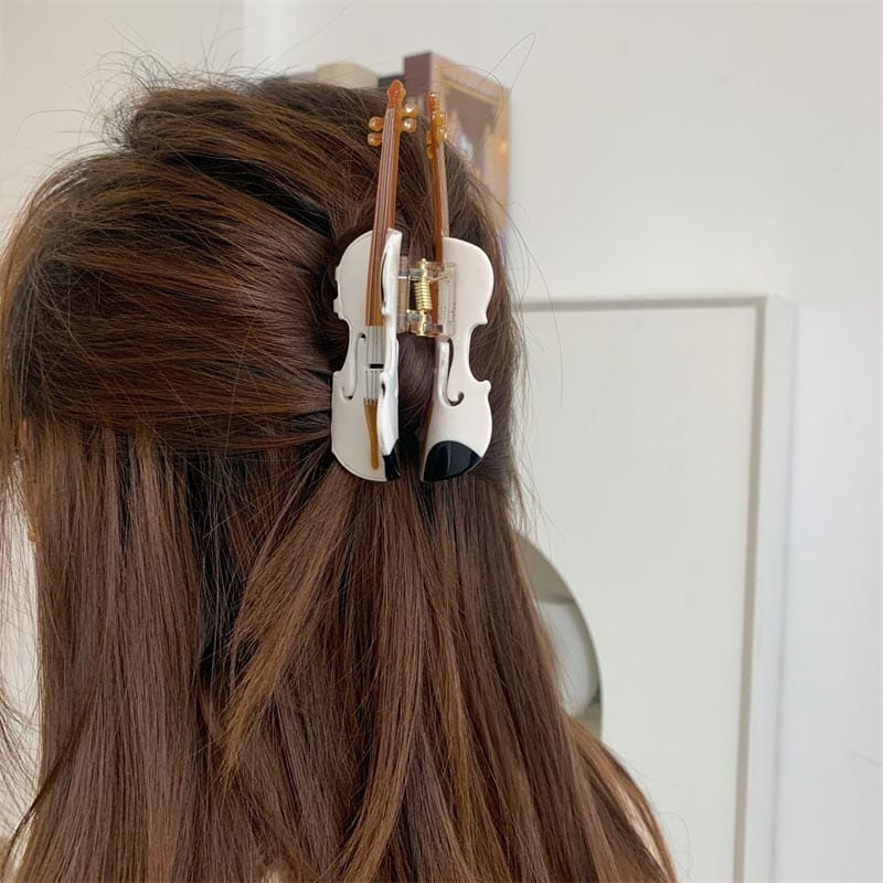 Large  White Violin Hair Claw Clips| NueShiny&BubblesClub