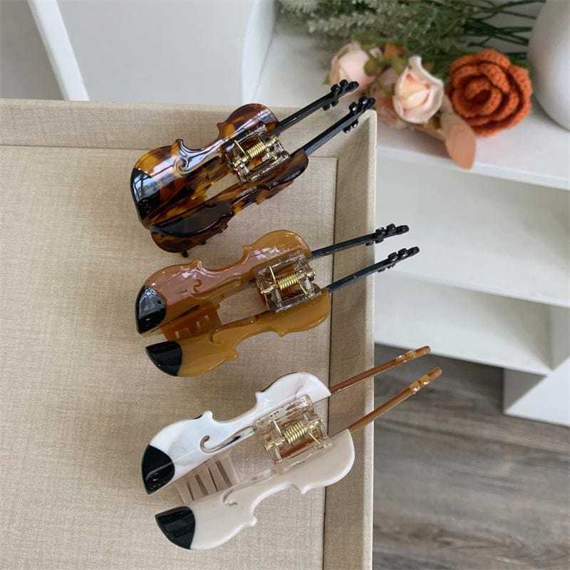 Large  White Violin Hair Claw Clips| NueShiny&BubblesClub