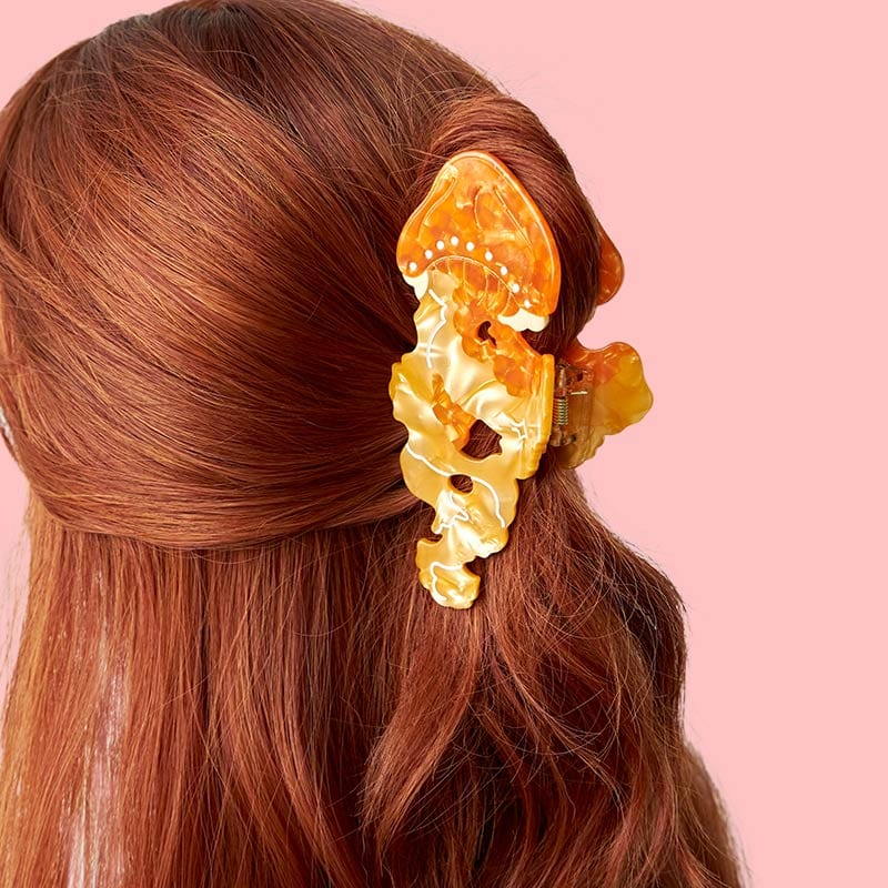 Medium Coral Jellyfish Orange Hair Claw | NueShiny