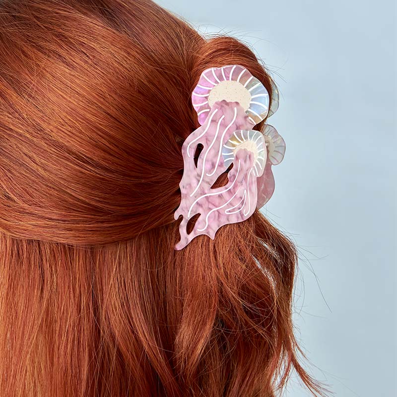 Large Mother And Child Jellyfish Pink Hair Claw | NueShiny