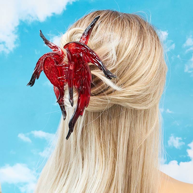 Transparent Black And Red Gradient Rebel Angel Hair Claw Clips | NueShiny&BurningMoon