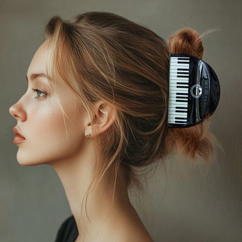 Large Black And White Piano Hair Claw Clips | NueShiny & BASISTAR