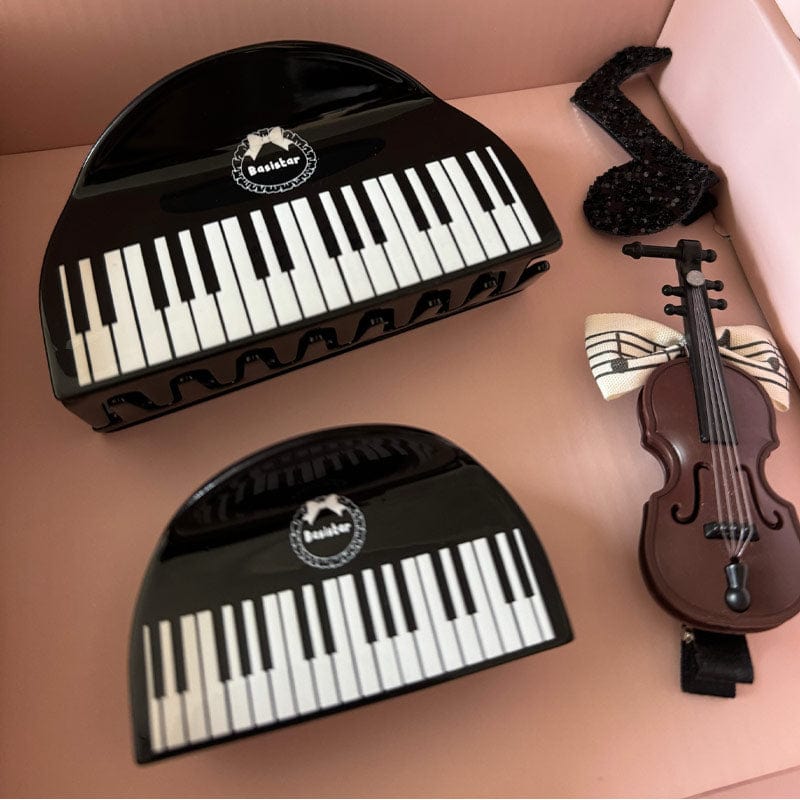 Black And White Piano Hair Claw Clips Set | NueShiny & BASISTAR