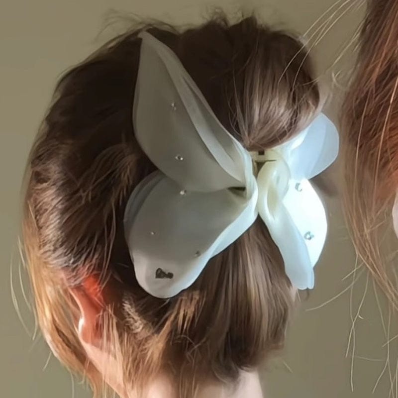 Jumbo Milky White Tulle Butterfly Hair Claw Clips | NueShiny & oziz