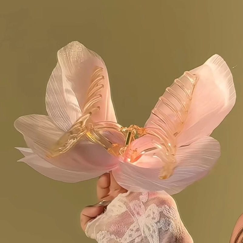 Jumbo Girls Pink Tulle Butterfly Hair Claw Clips | NueShiny & oziz