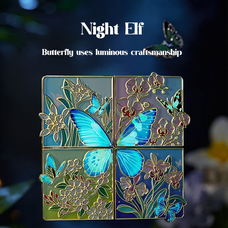 Glow-in-the-Dark Tropical Butterfly Fridge Magnets 4-Pack | NueShiny&Natural History Museum of China