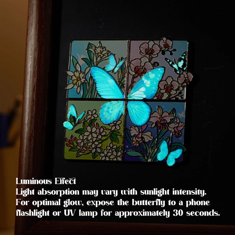 Glow-in-the-Dark Tropical Butterfly Fridge Magnets 4-Pack | NueShiny&Natural History Museum of China