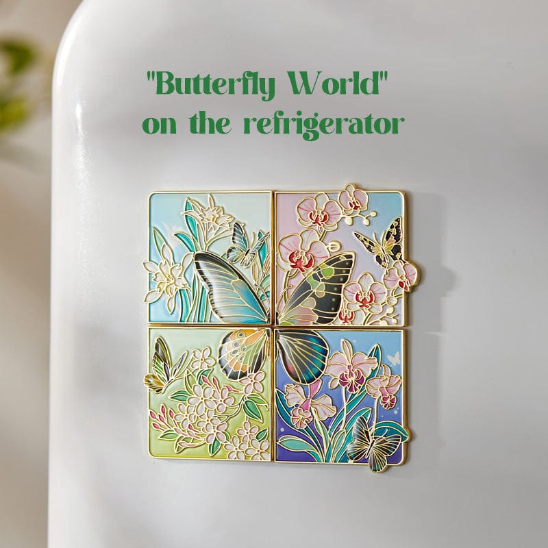Glow-in-the-Dark Tropical Butterfly Fridge Magnets 4-Pack | NueShiny&Natural History Museum of China