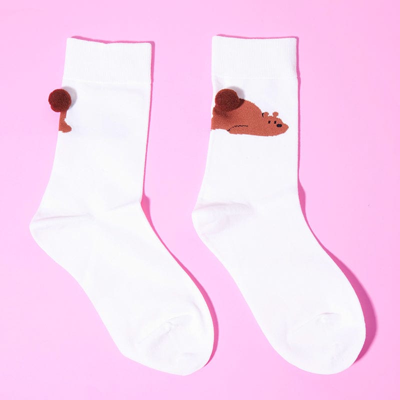 3-Pack Animal Crew Socks - Bear+Panda+Corgi Collection | NueShiny