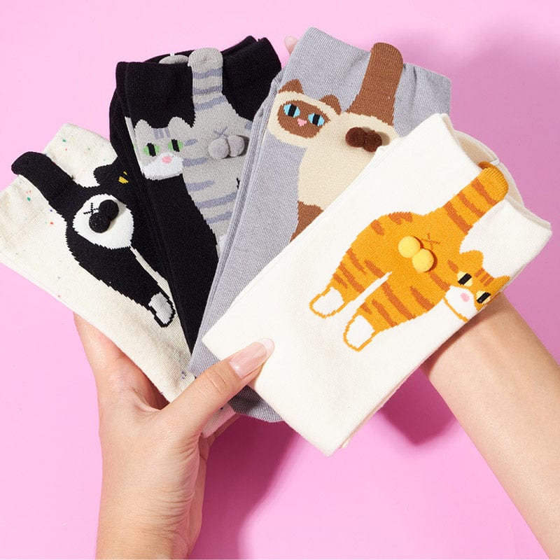 4-Pack Cat Variety Crew Socks  | NueShiny