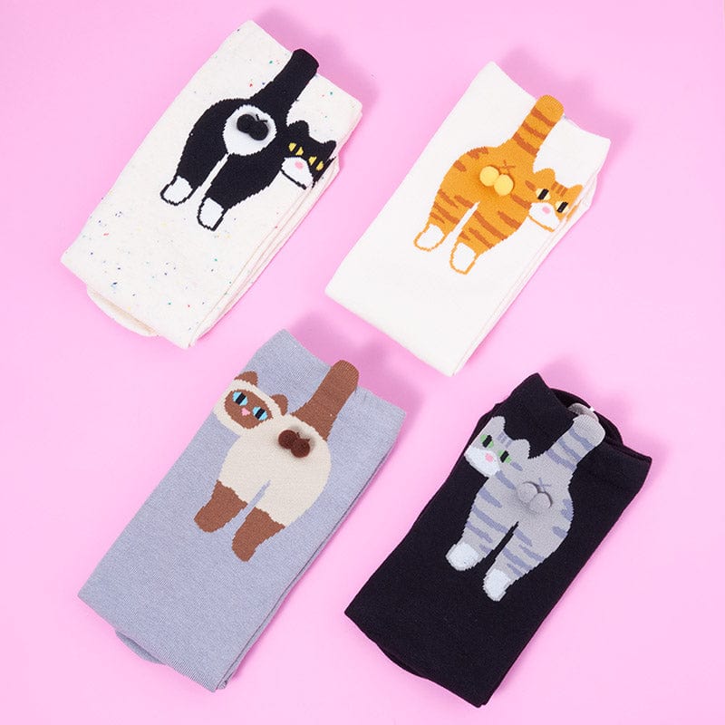 4-Pack Cat Variety Crew Socks  | NueShiny