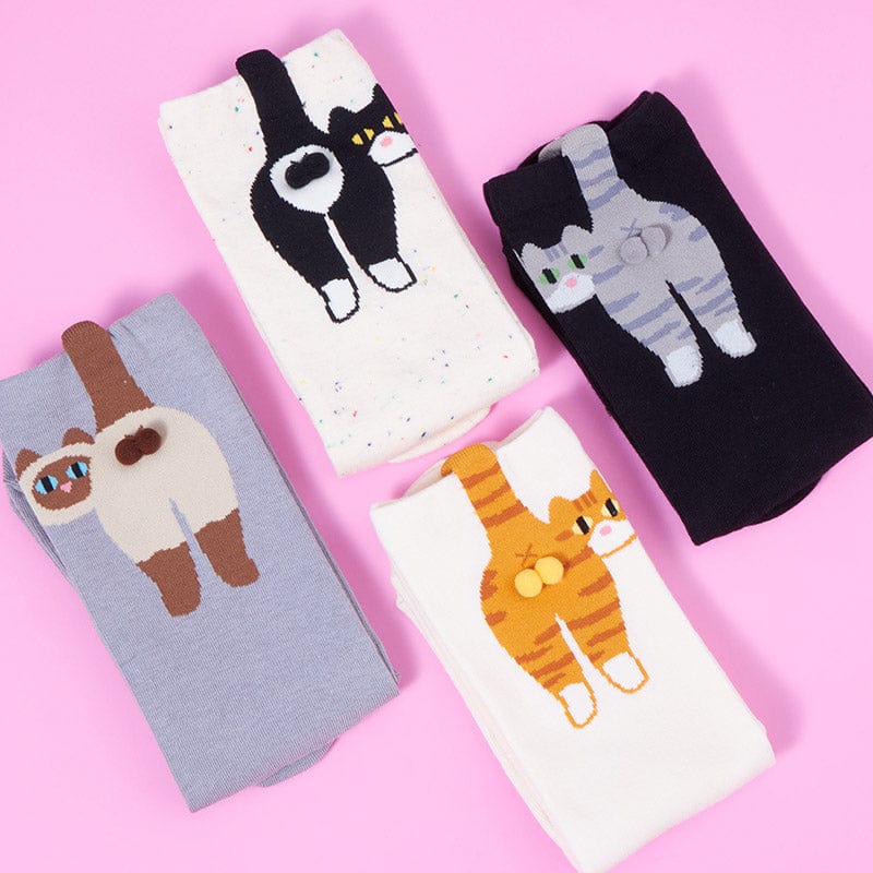 4-Pack Cat Variety Crew Socks  | NueShiny