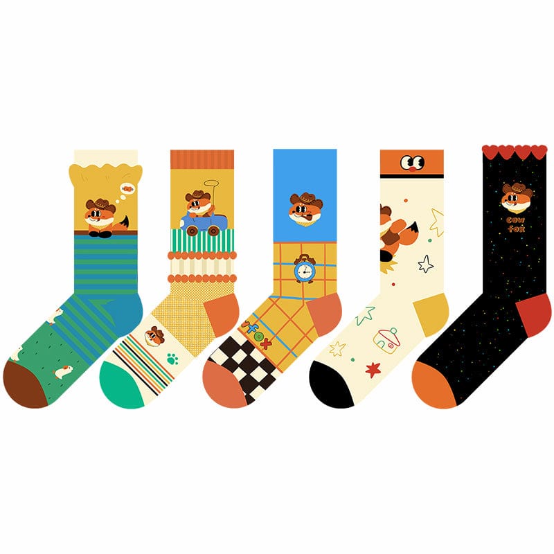 Five Pairs Of Cowboy Fox Socks | NueShiny