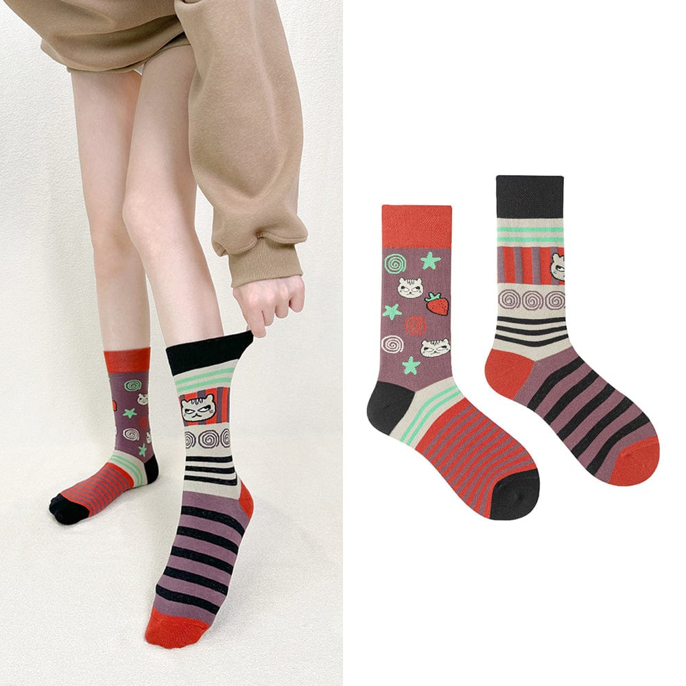 One Pair Of Striped Kitten Socks | NueShiny