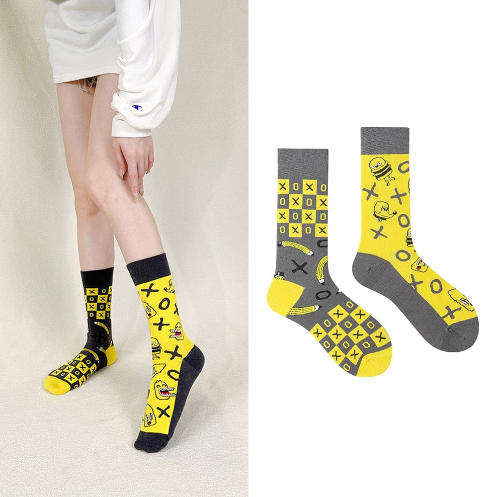 One Pair Of Cartoon Sudoku Socks | NueShiny