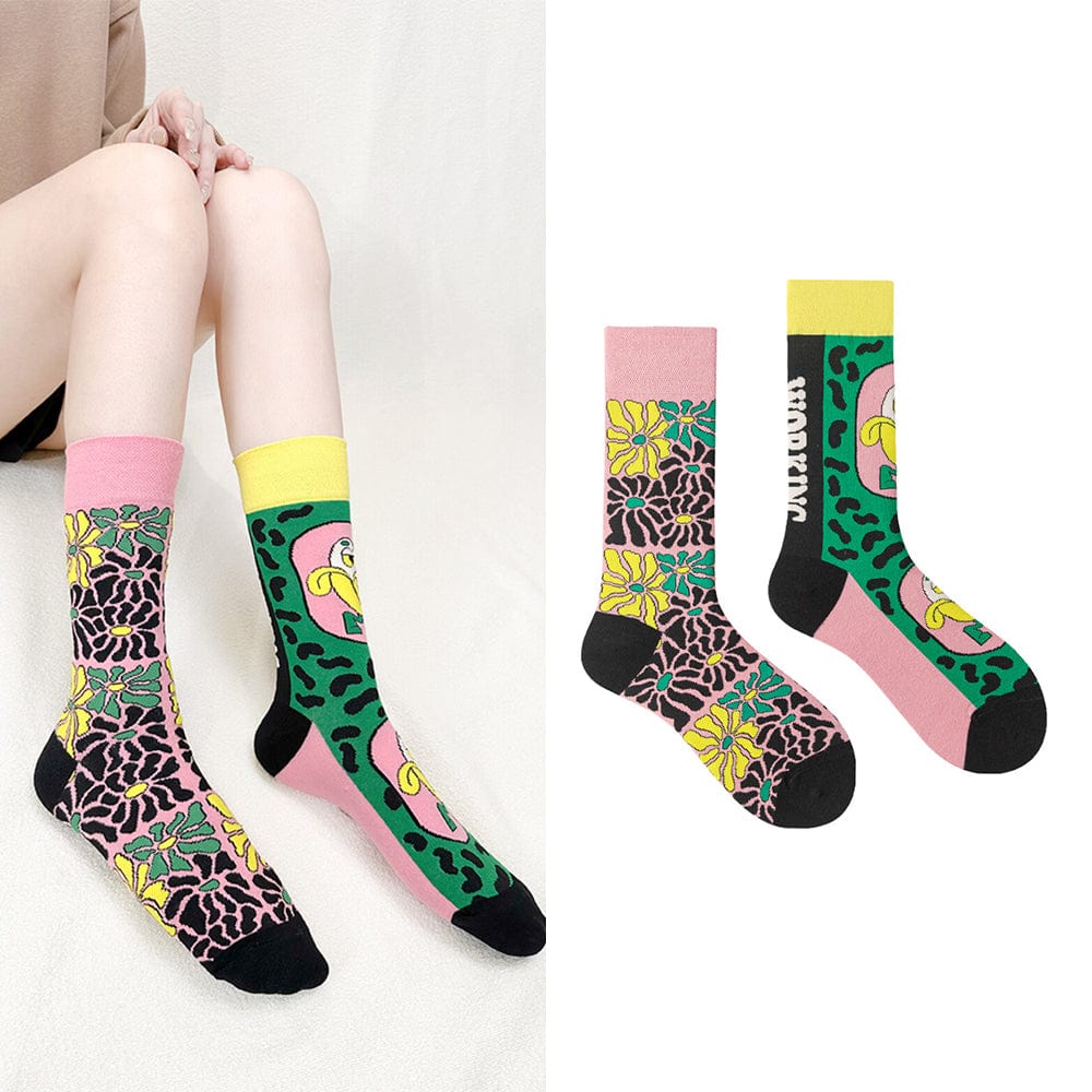 One Pair Of Banana Floral Socks | NueShiny