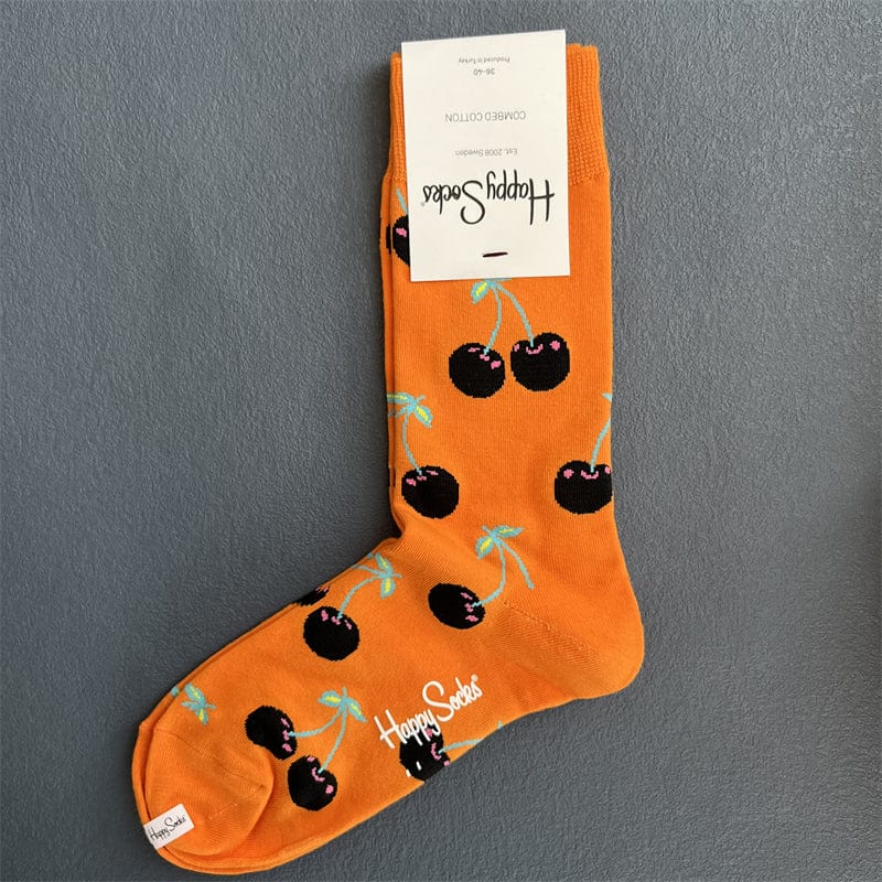 One Pair Of Orange Cherry Socks | NueShiny