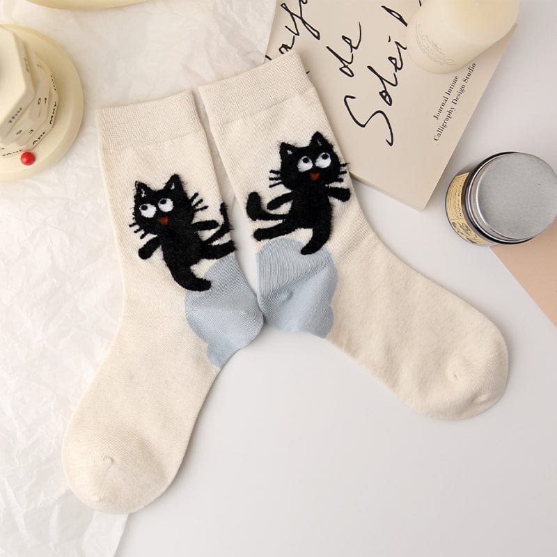 Four Pairs Of Cat Series Socks | NueShiny