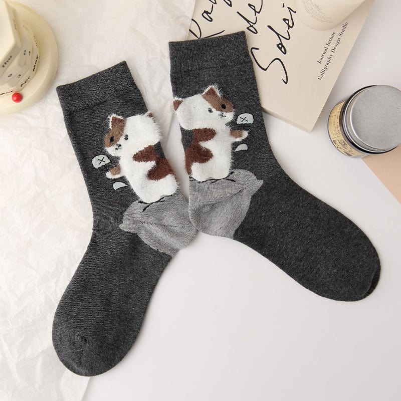 Four Pairs Of Cat Series Socks | NueShiny