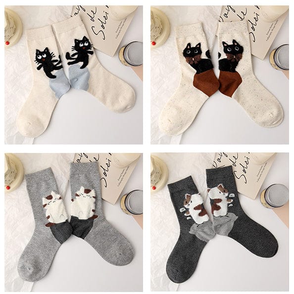 Four Pairs Of Cat Series Socks | NueShiny