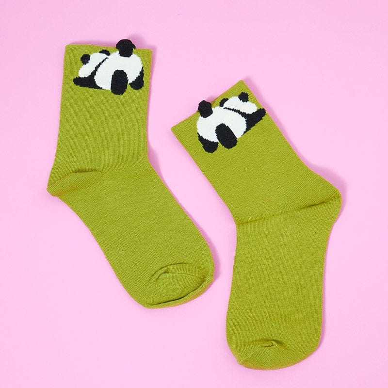 One Pair Of Green Little Panda Socks | NueShiny