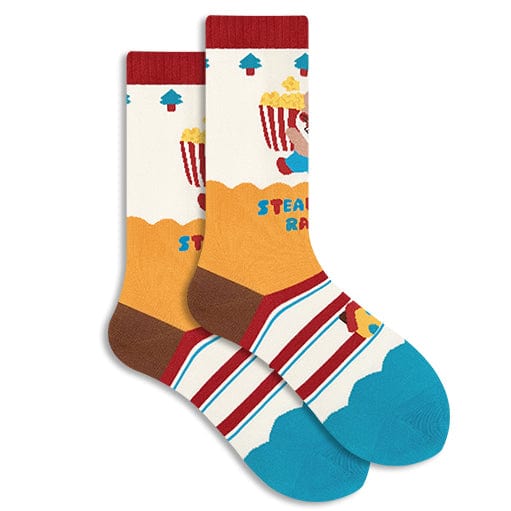 One Pair Of Red-White-Yellow Colorblock Socks | NueShiny
