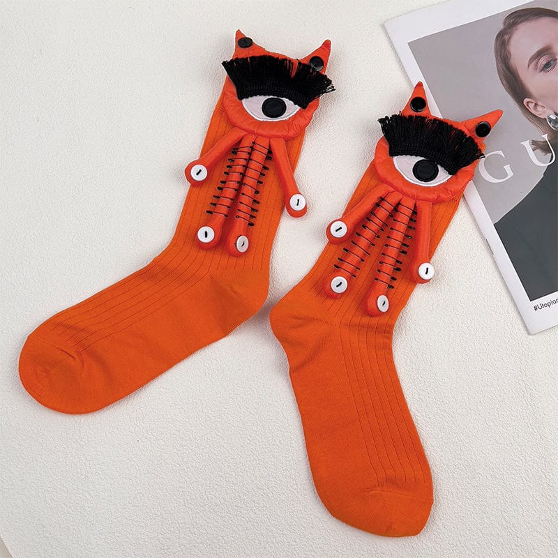 Orange Socks with Removable Orange Googly Eyes Dolls | NueShiny